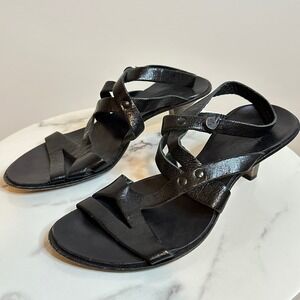 CYDWOQ Vintage Leather Strappy Heel Sandals Women's 38 / 8 Handmade Artisan Chic